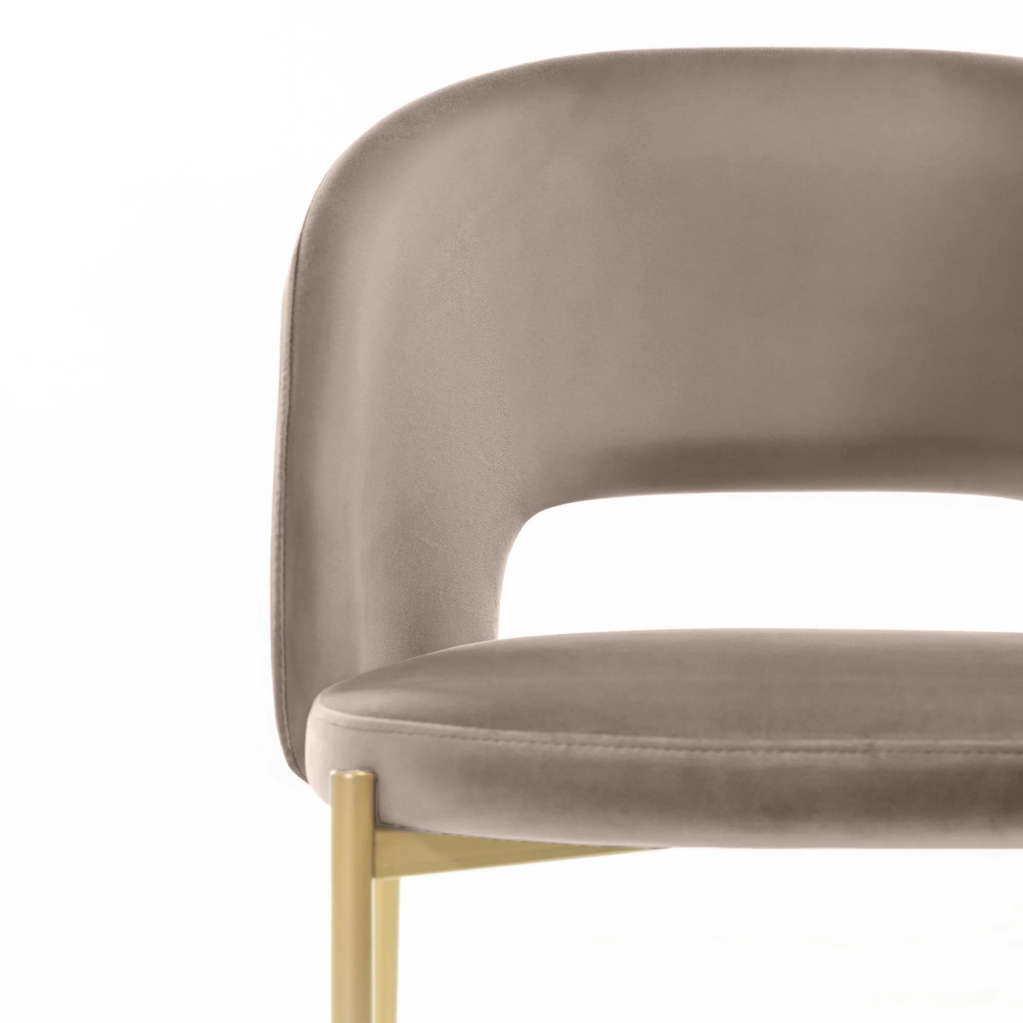 Dining chair GIRON, velvet, taupe/gold legs
