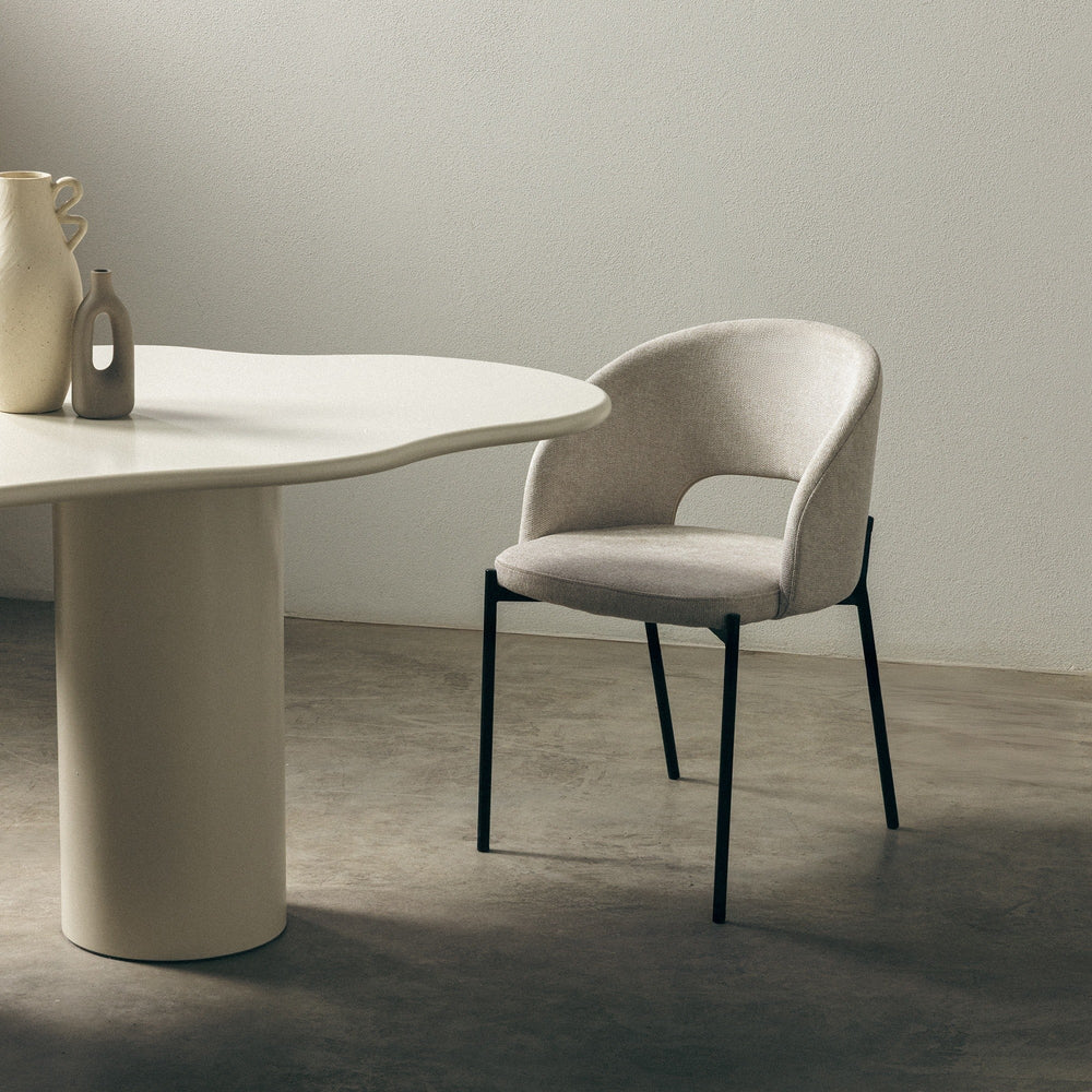 Dining chair GIRON, sand/black legs