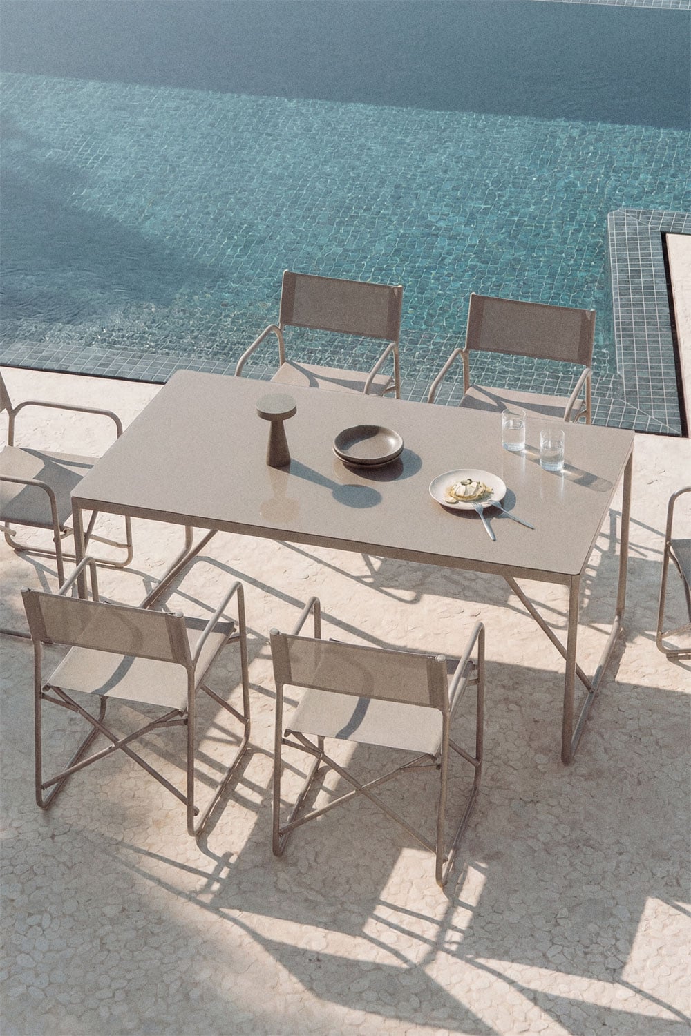 Outdoor table ALUNAS, mocha brown, 185x85 cm