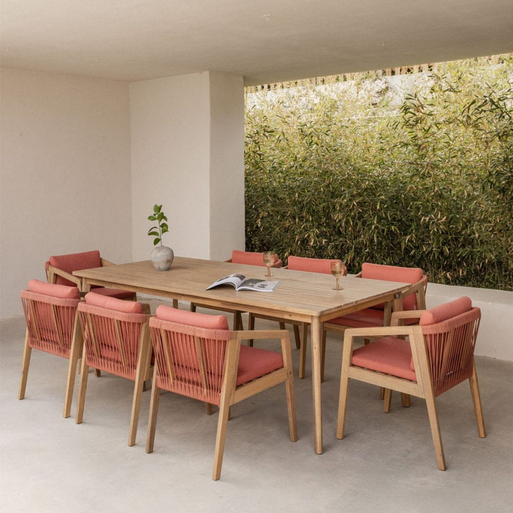 KAELA Outdoor Dining Set, 9-piece, Acacia and Rope