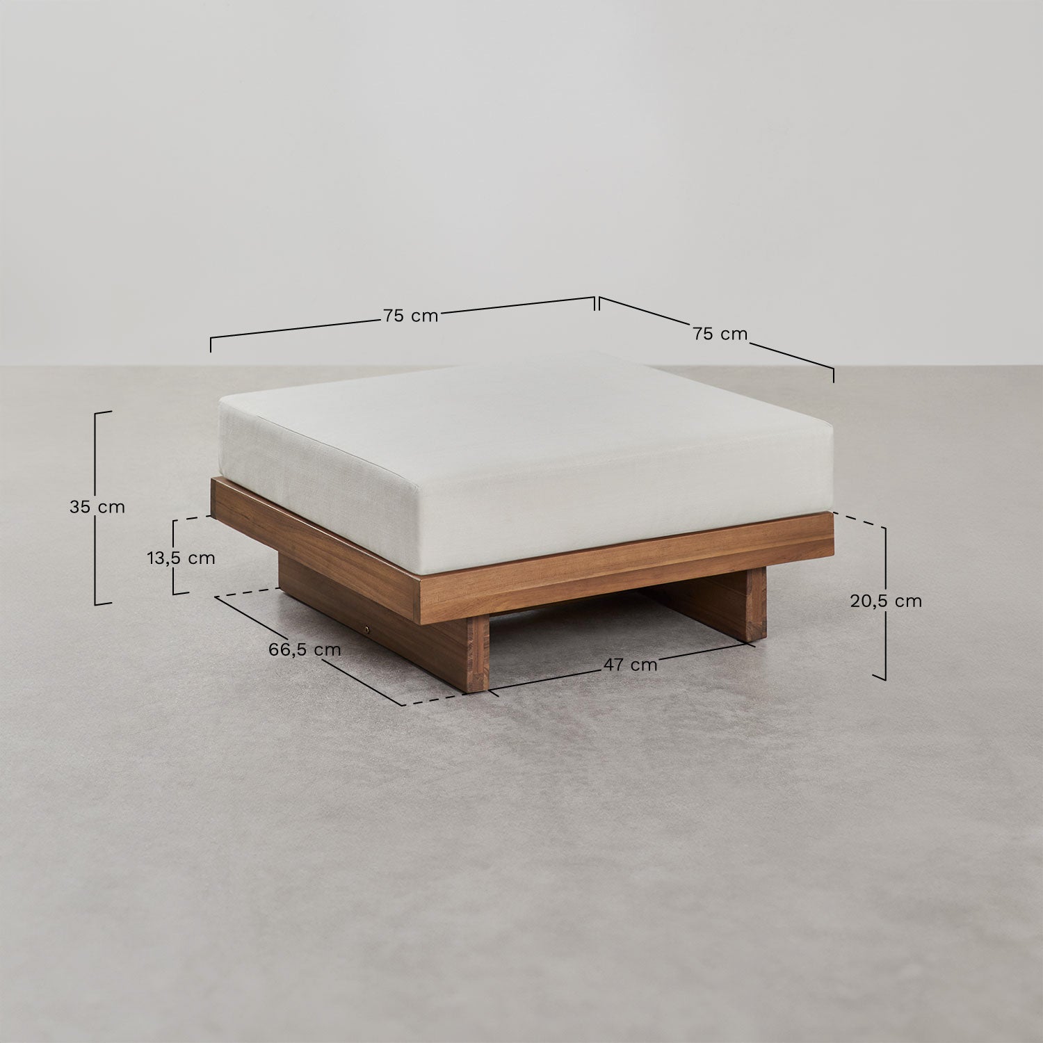 Outdoor square pouf FORTO, white