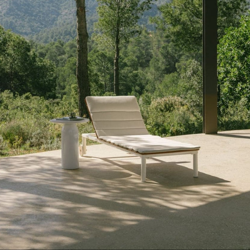 Outdoor lounger SIRKA, adjustable, with wheels, white