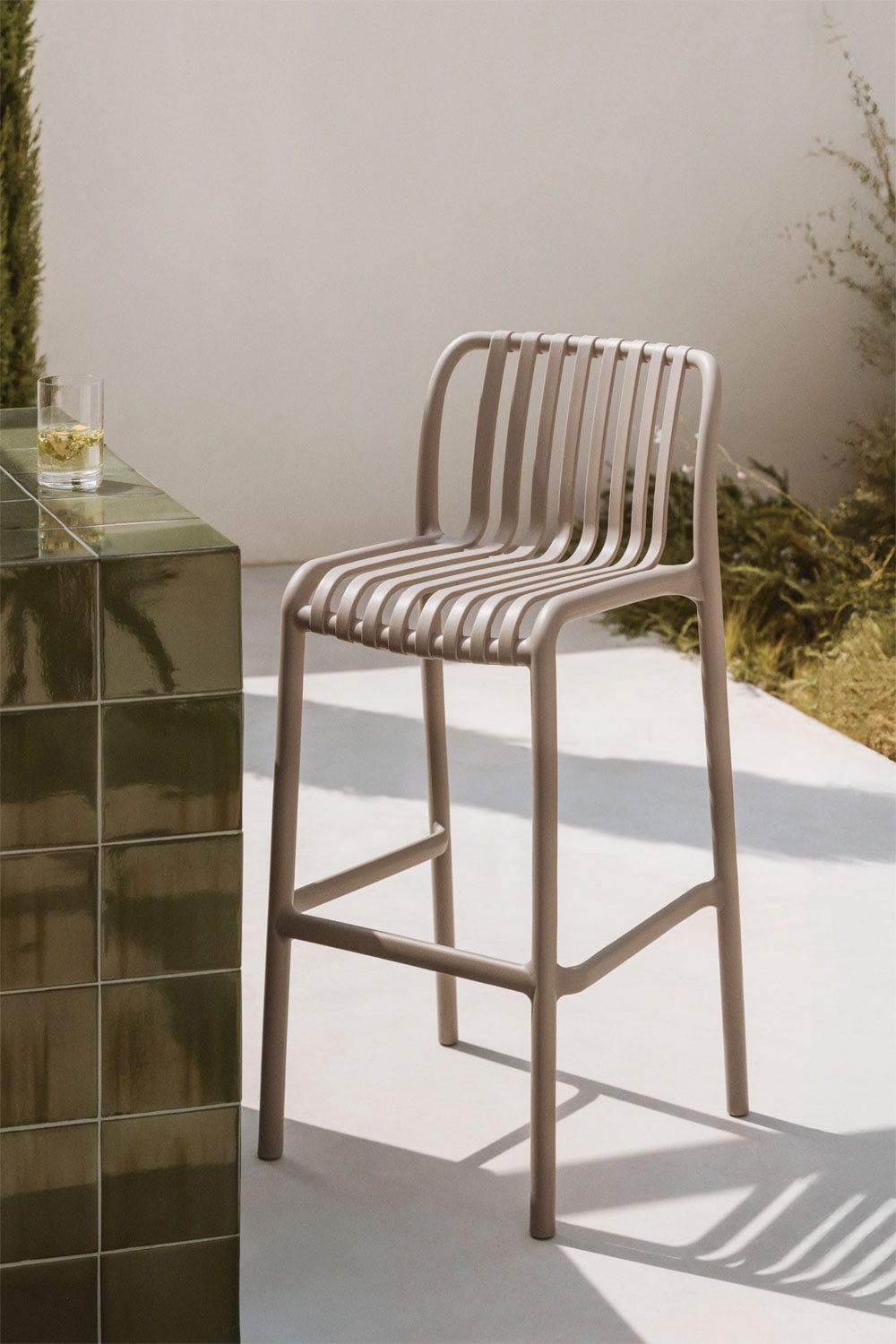 WENDELL high outdoor chair, mocha brown, 65 cm