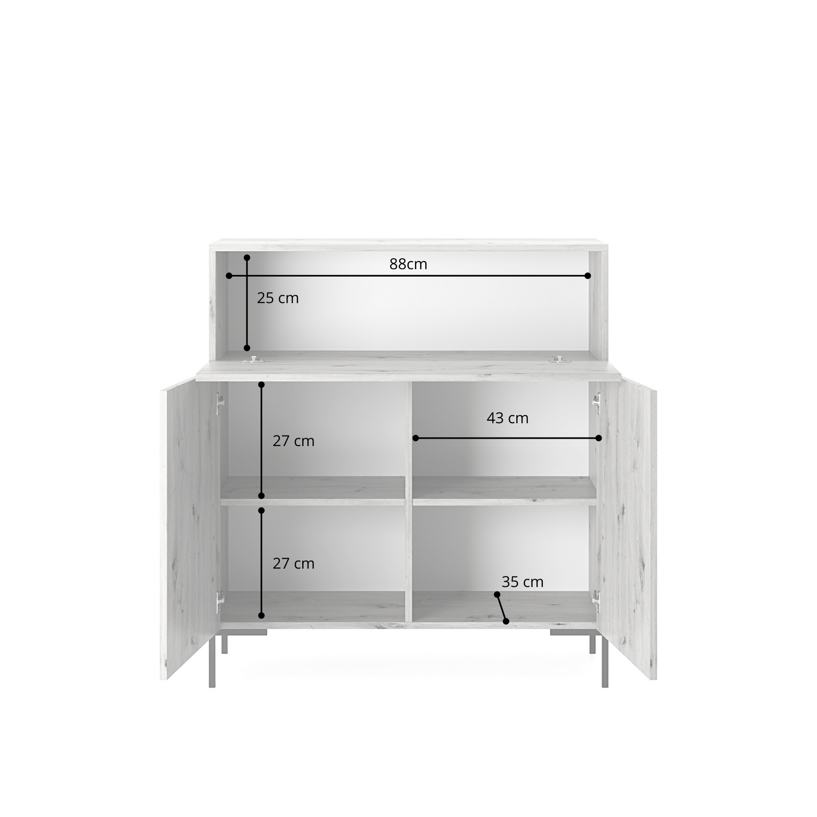 Komoda LAMMELO, pilkai smėlinė, 92 cm