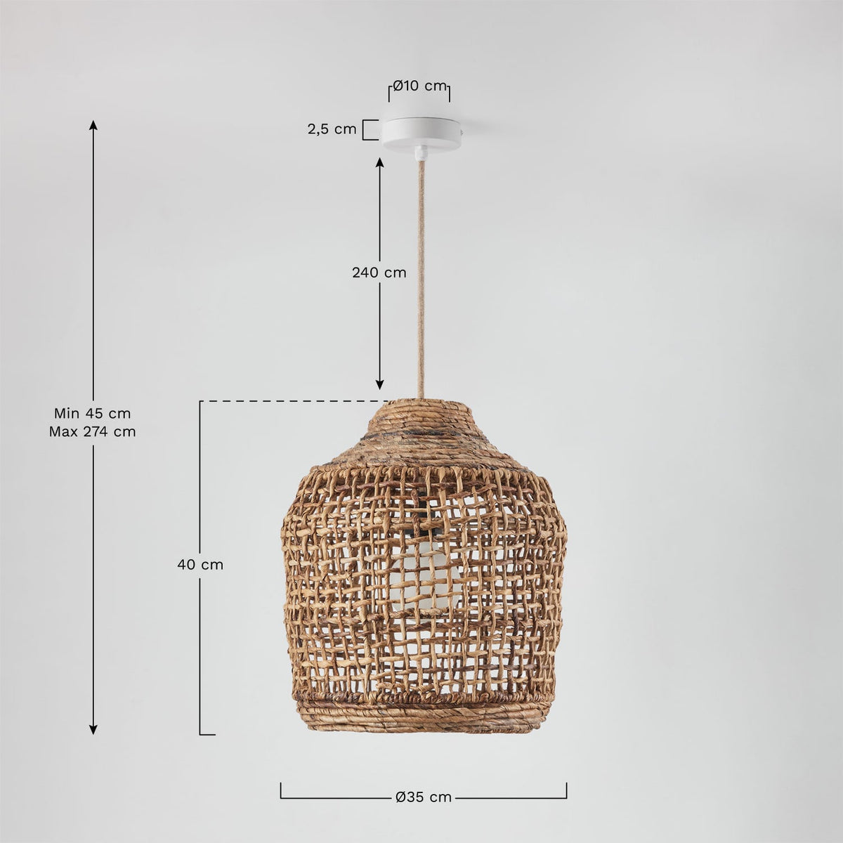 Pakabinamas šviestuvas ARANTA, Medaus-juoda, Ø35 cm / 40 cm