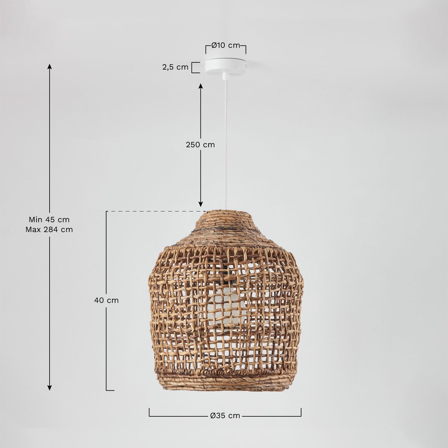 Pakabinamas šviestuvas ARANTA, Balta, Ø35cm, aukštis 40cm