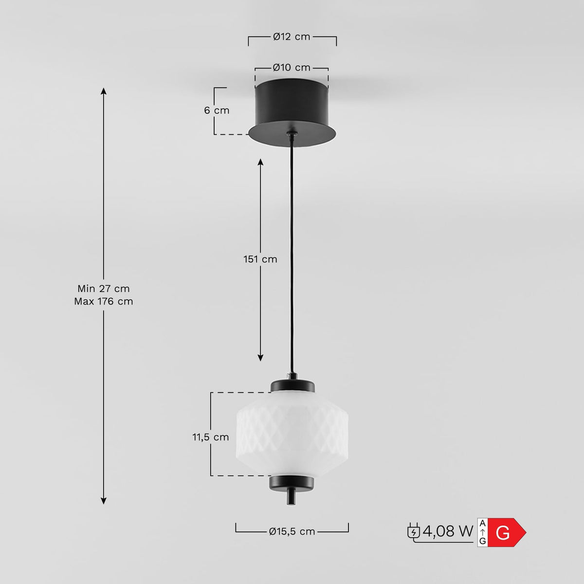Pakabinamas LED šviestuvas NESARA, juoda