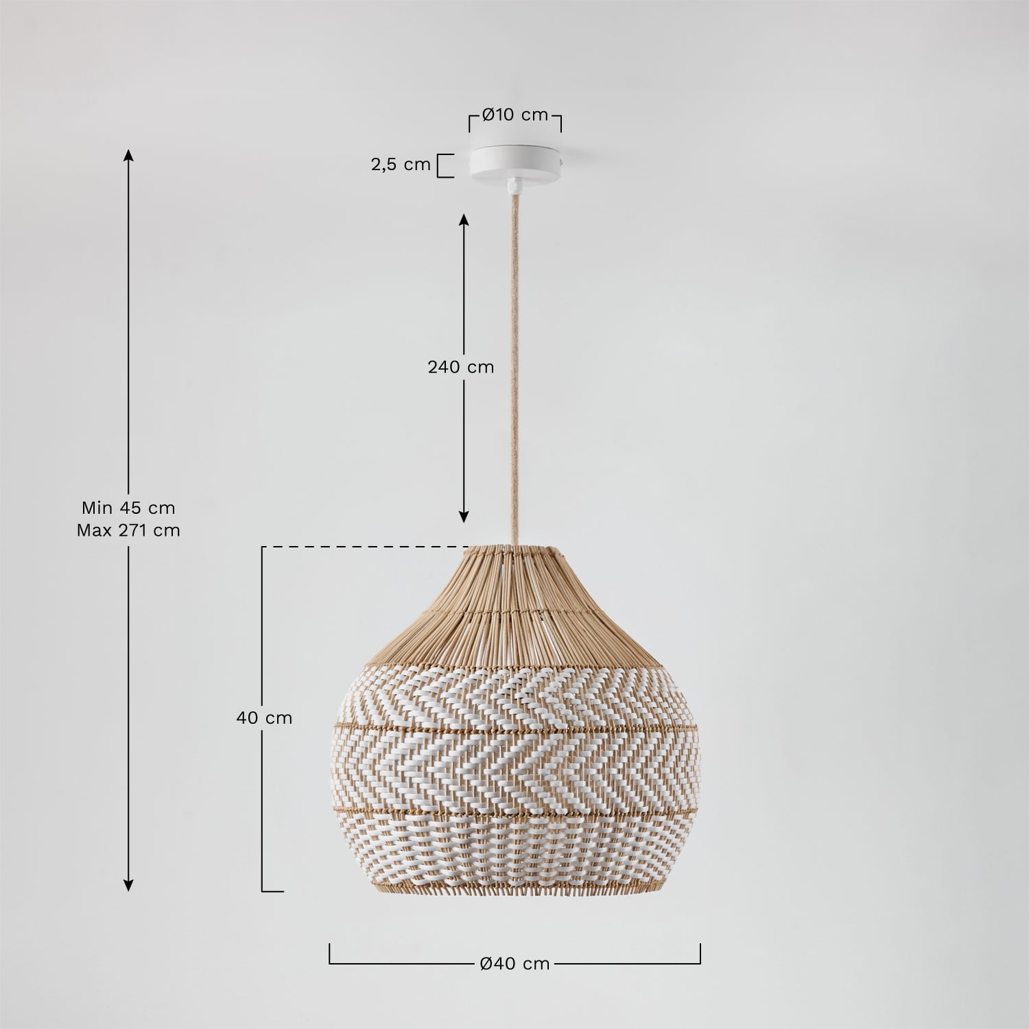 Pakabinamas šviestuvas LARENA, Natūrali-balta, Ø40 cm / 40 cm