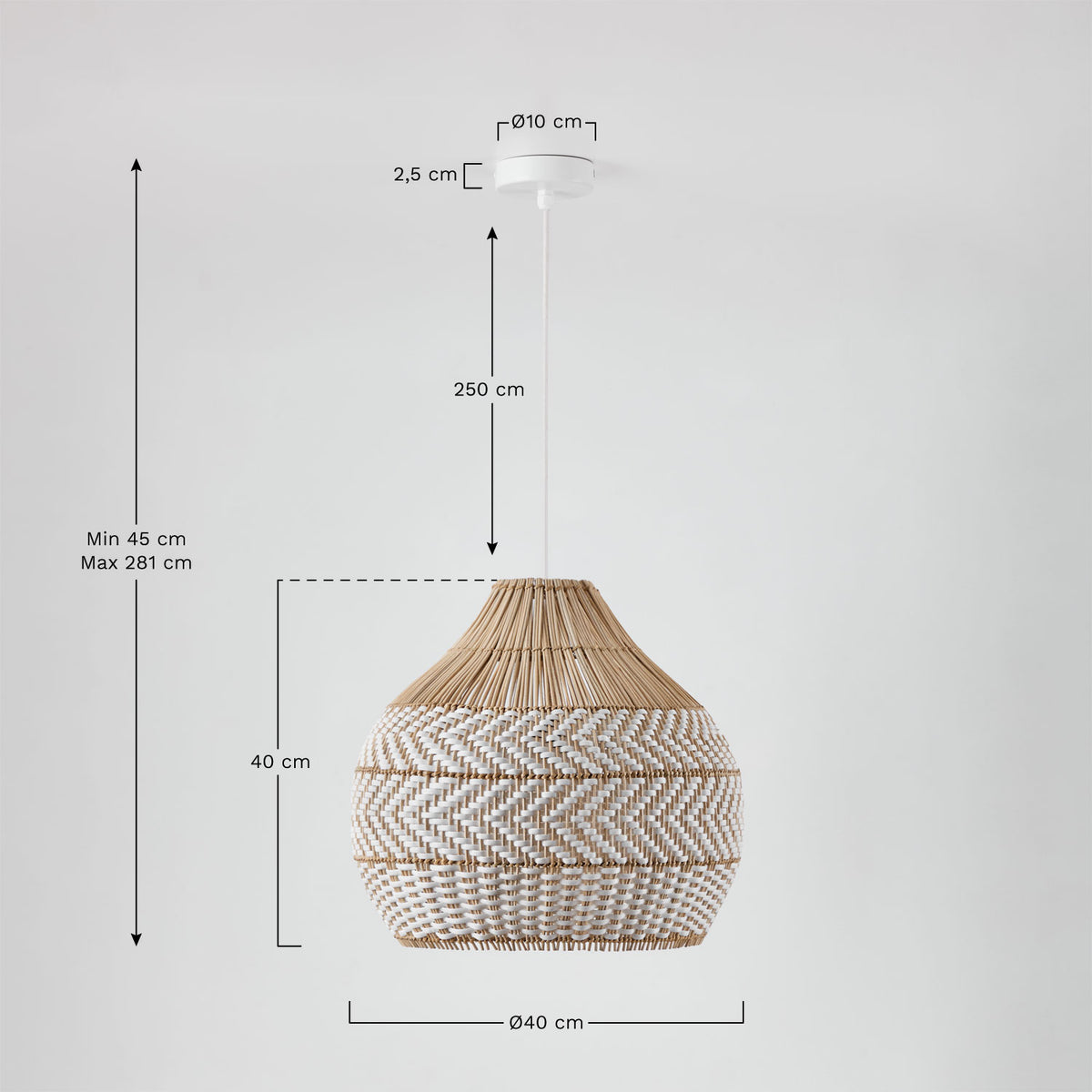 Pakabinamas šviestuvas LARENA, Balta, Ø40 cm / 40 cm