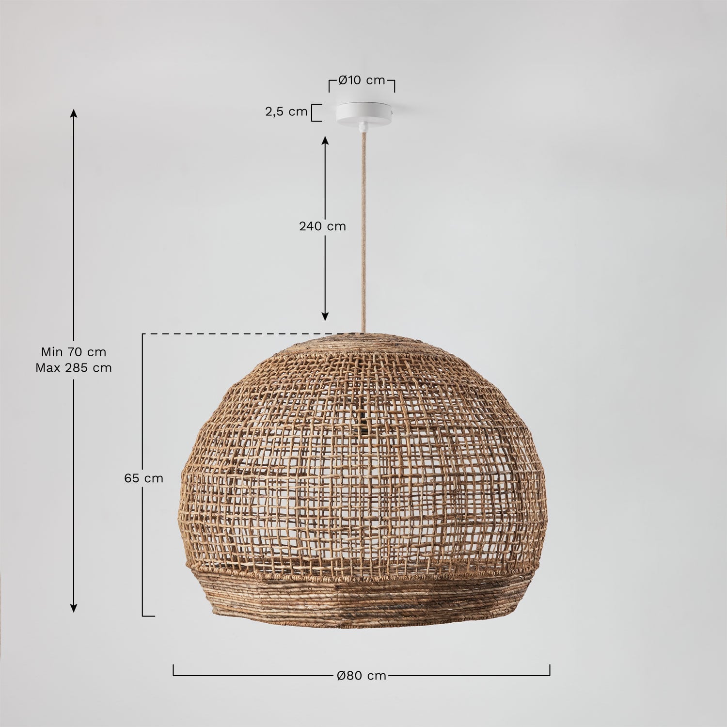 Pakabinamas šviestuvas UDENA, Natūrali-balta, Ø80cm, aukštis 65cm