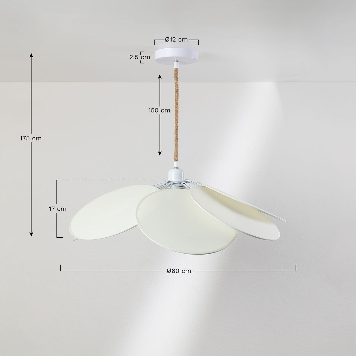 Pakabinamas šviestuvas OKERA, Sendinta balta, Ø60 cm