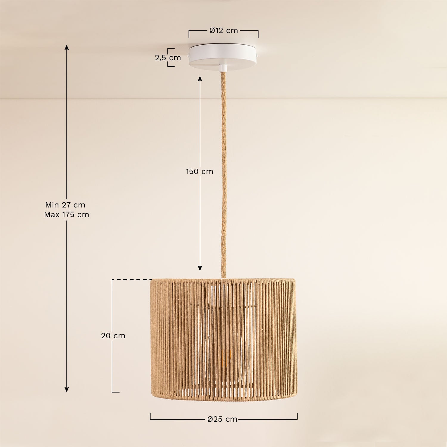 Pakabinamas šviestuvas UILENA, Medaus, Ø25 cm