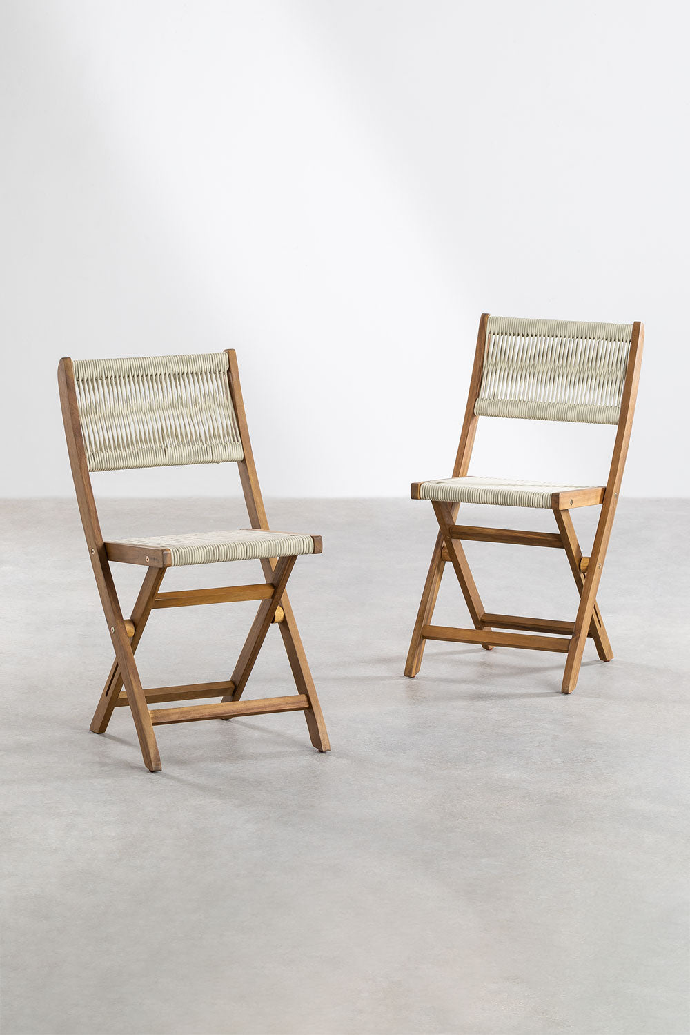 Outdoor furniture set ACACIA CLASSIC, round table and 2 chairs, cream