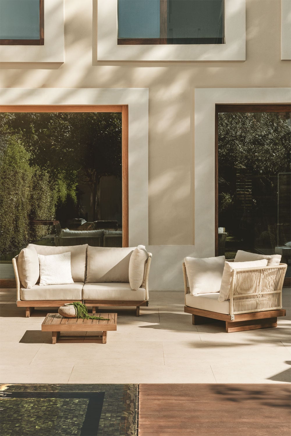 Lauko baldų komplektas FORTO, 2-vietė sofa, fotelis ir staliukas