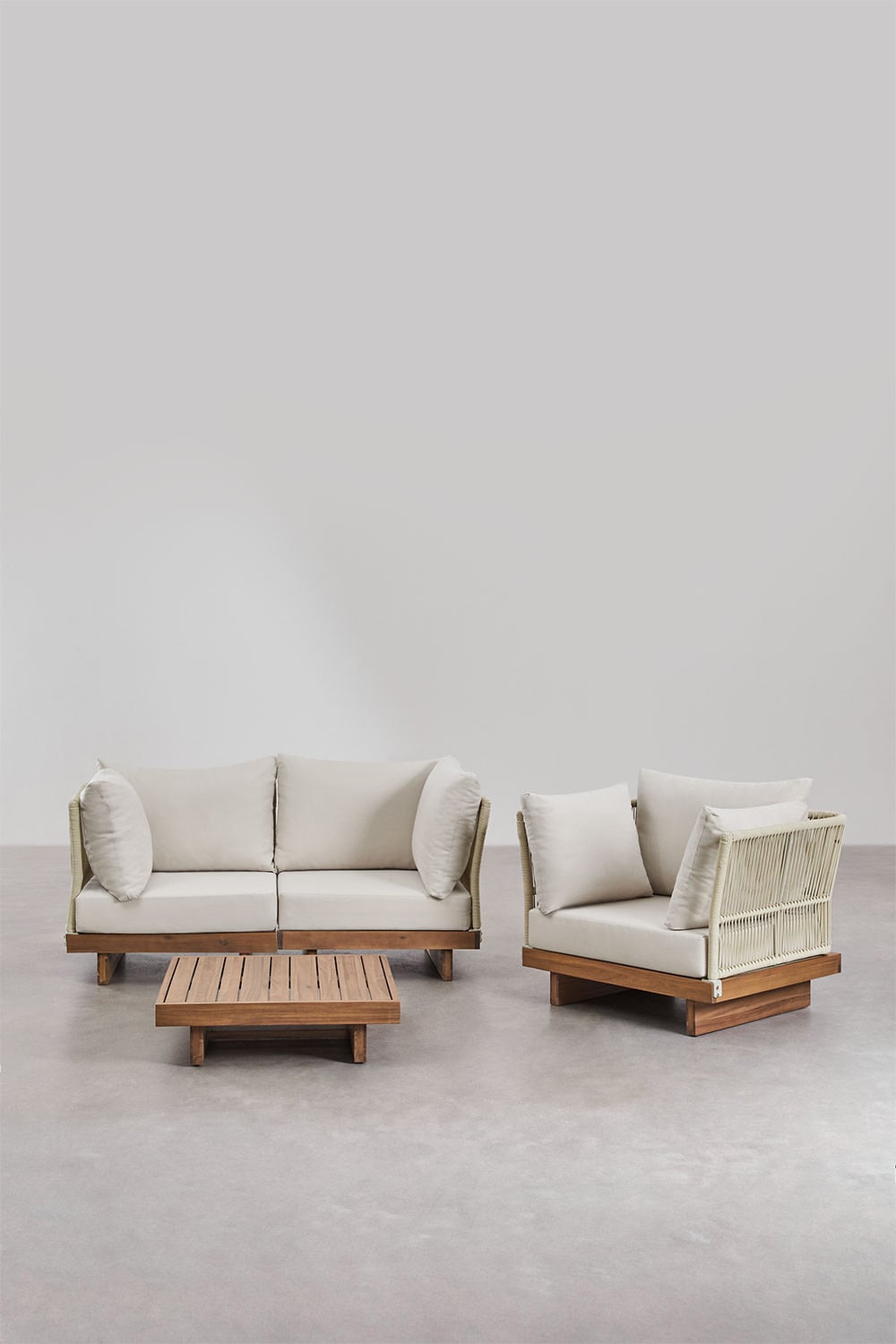 Lauko baldų komplektas FORTO, 2-vietė sofa, fotelis ir staliukas