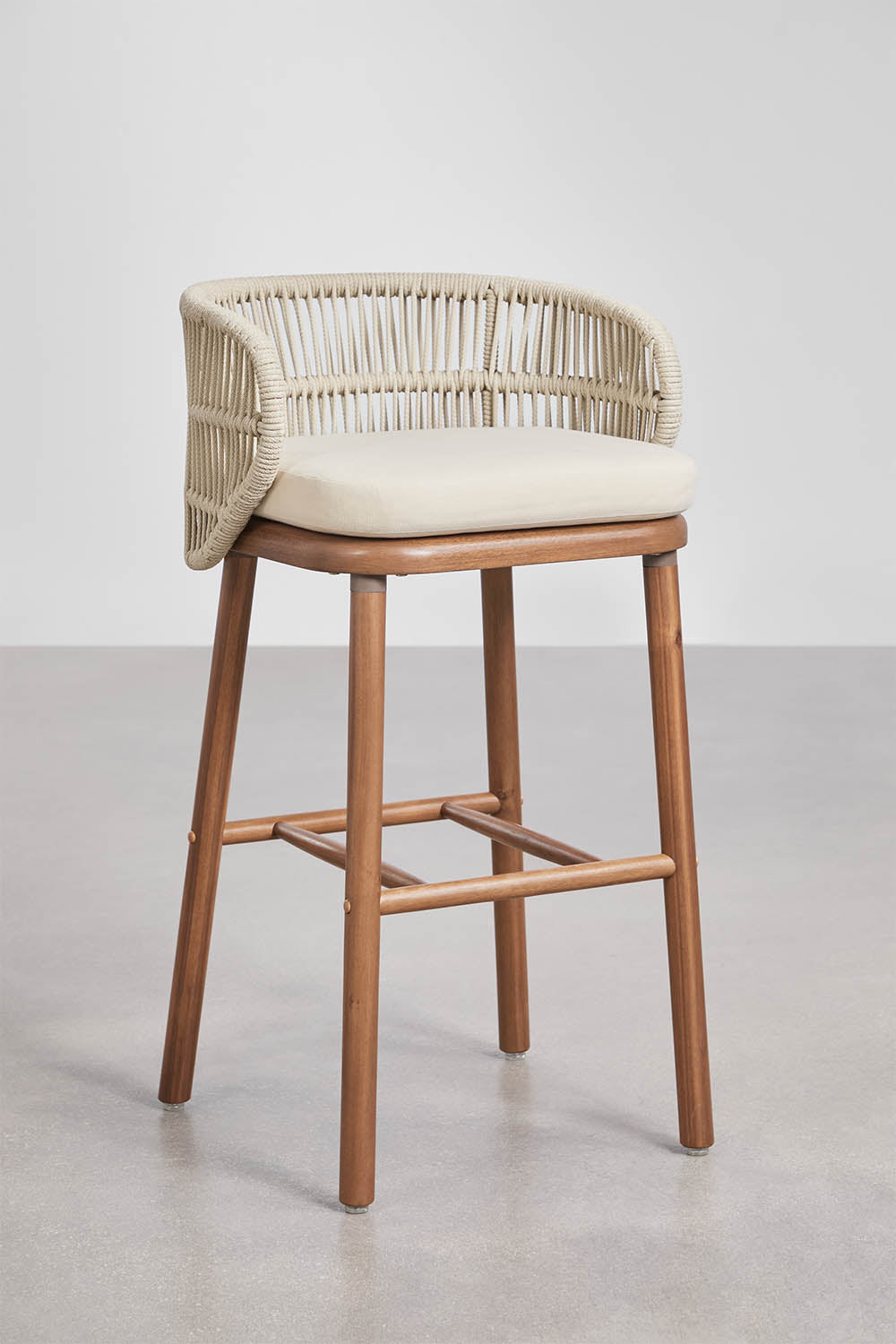 Outdoor bar stool CORAL, acacia, cream, 75 cm