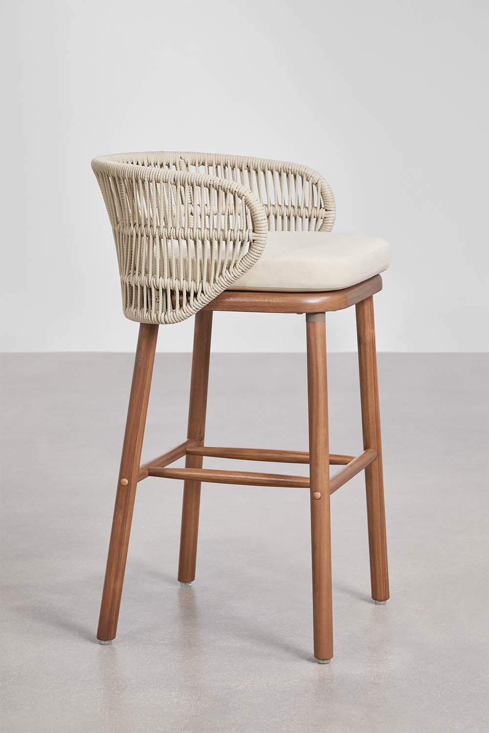 Outdoor bar stool CORAL, acacia, cream, 75 cm