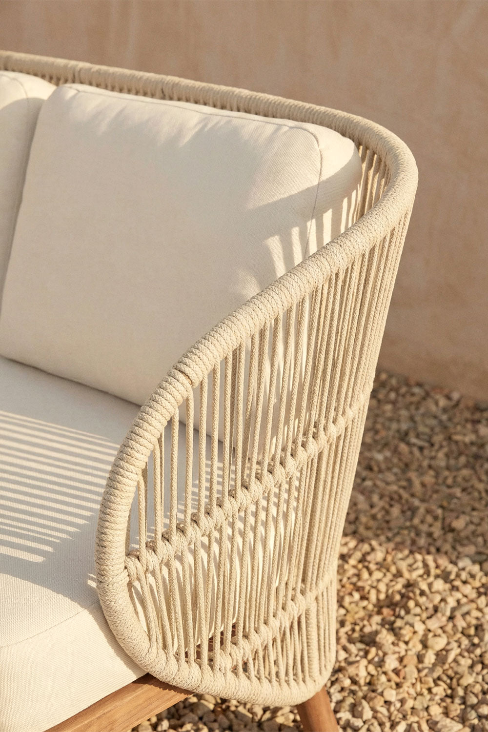Outdoor two-seater sofa CORAL, acacia, cream