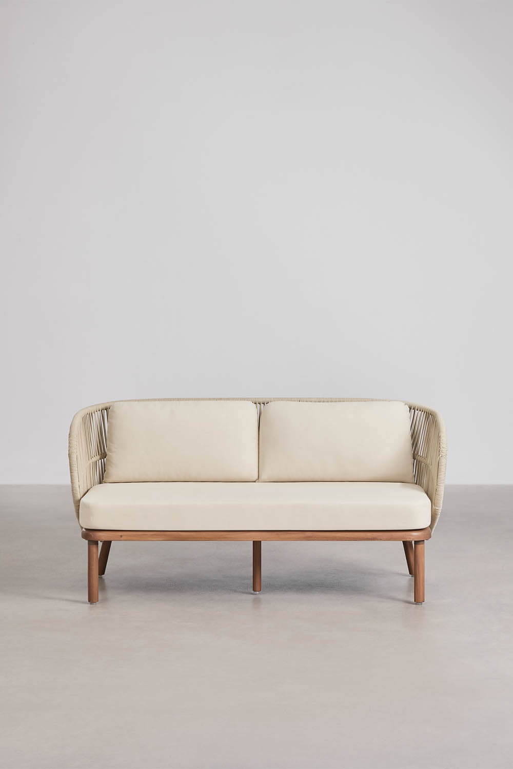 Outdoor two-seater sofa CORAL, acacia, cream