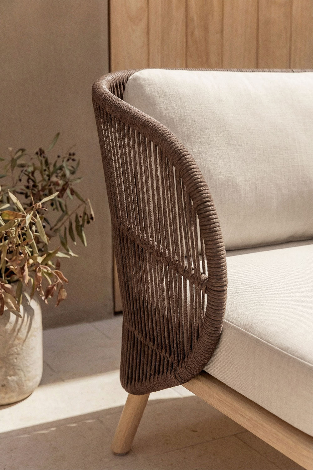 Lauko dvivietė sofa CORAL, akacija, šokoladinė