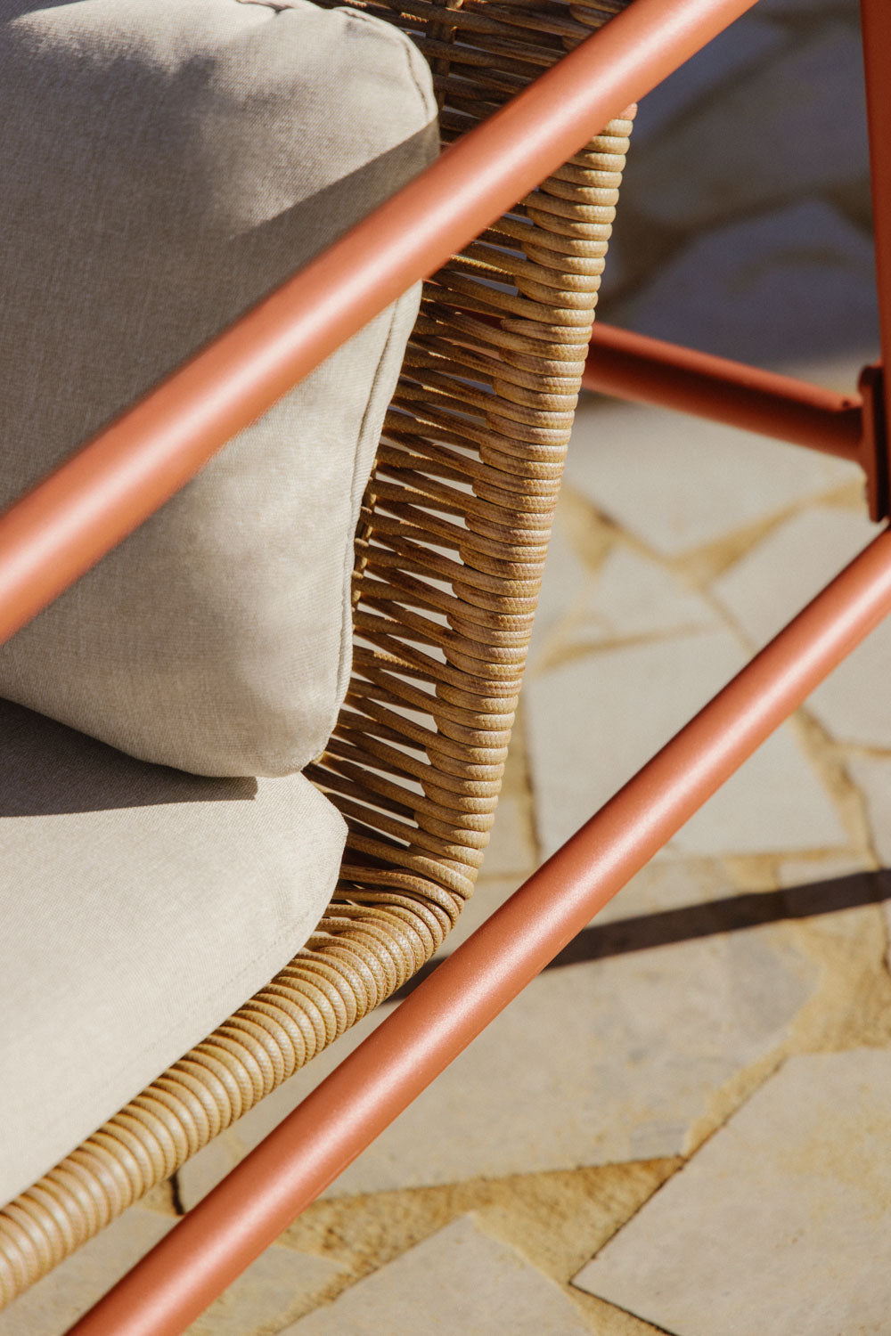 Outdoor armchair RATANO, synthetic rattan, terracotta