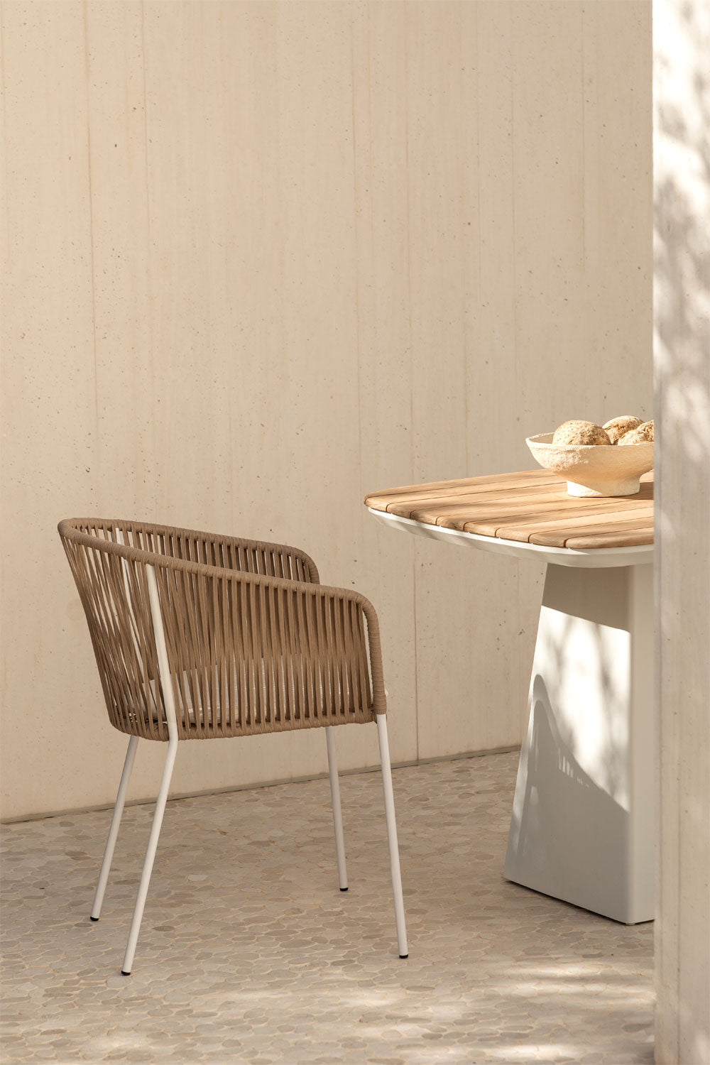 Garden Chair CORDOVA, natural and white