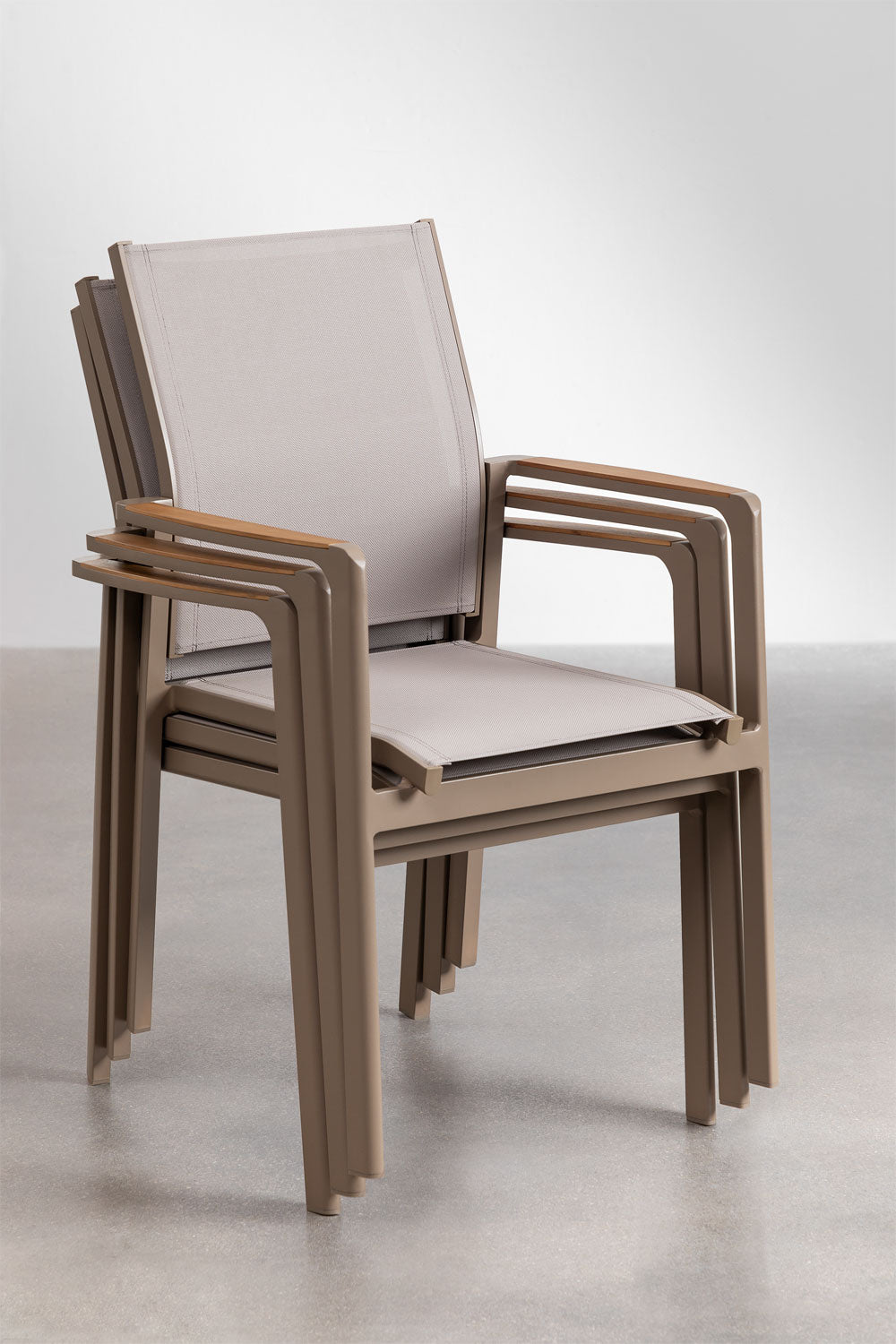 Outdoor chair with armrests COMODO, mocha brown