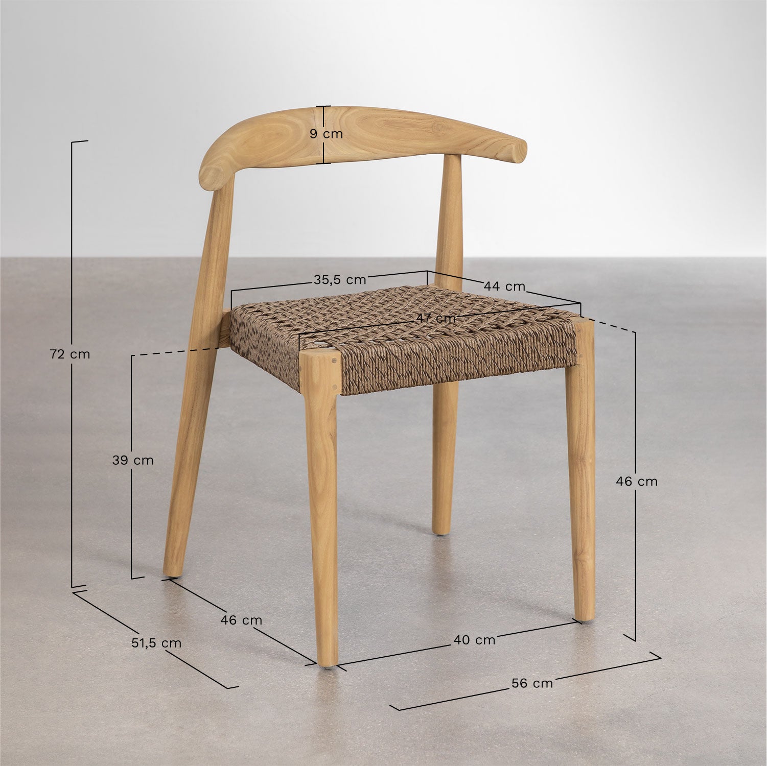 VALDO outdoor chair, natural wood