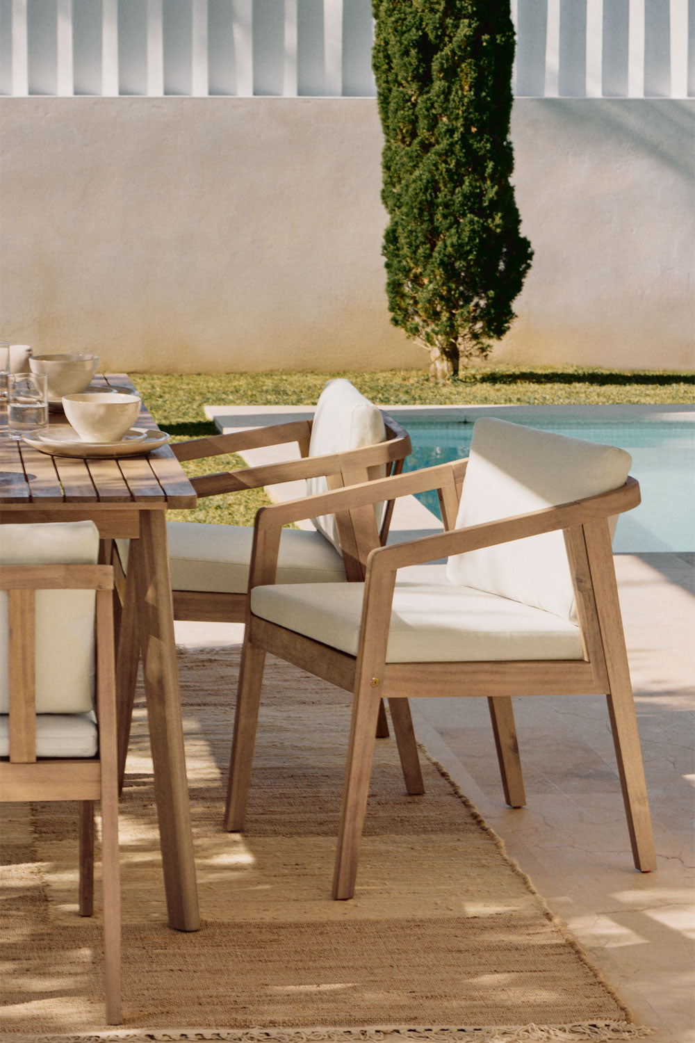 Outdoor chair VIRVO, acacia, light (2 pcs.)