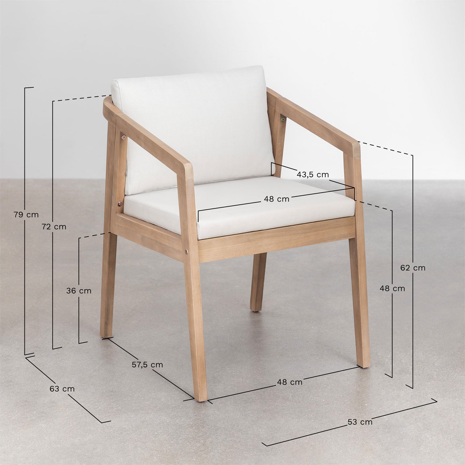 Outdoor chair VIRVO, acacia, light (2 pcs.)