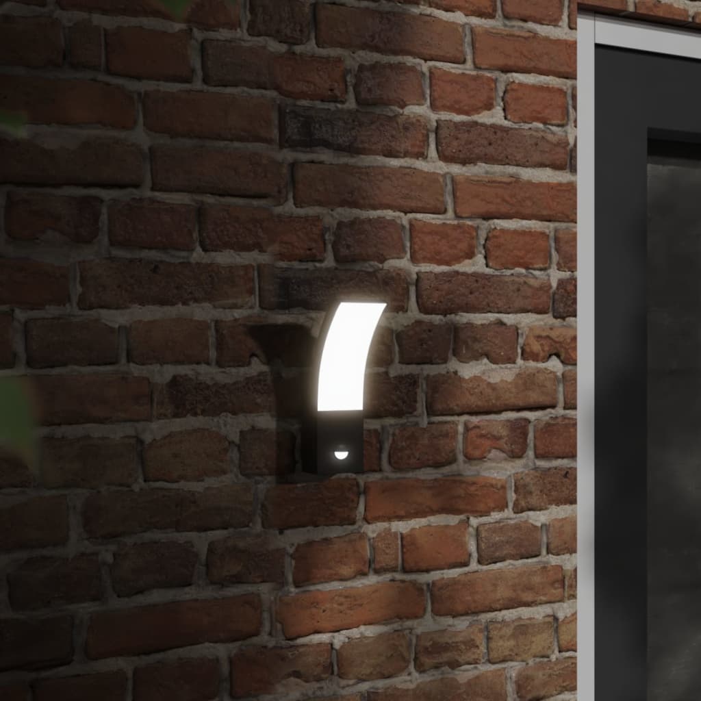 Lauko LED šviestuvai su jutikliais, 2vnt., juodi, aliuminis - Namų Idėja