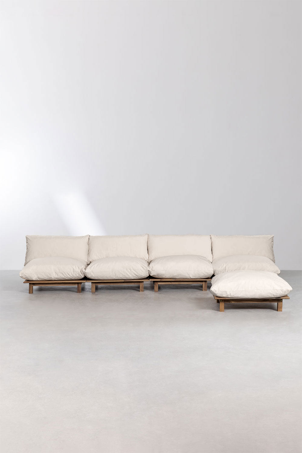 Lauko modulinė sofa ALBA su pakoju, kreminė