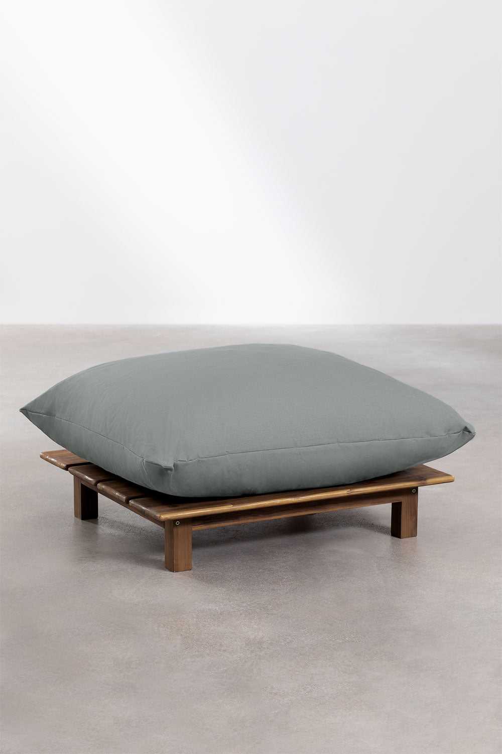 Lauko modulinė sofa ALBA su pufu, akacija, pilka