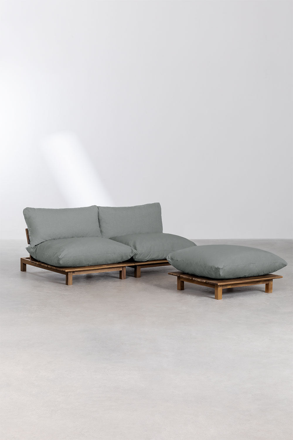 Lauko modulinė sofa ALBA su pufu, pilka