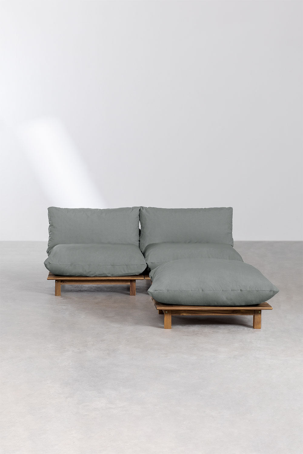 Lauko modulinė sofa ALBA su pufu, pilka