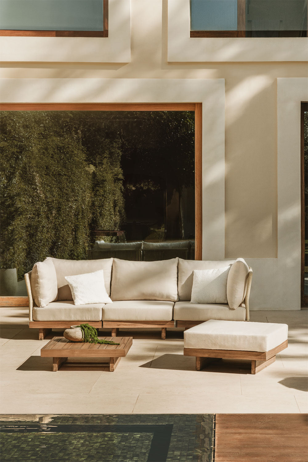 Lauko modulinė sofa FORTO, 3 dalių su staliuku ir pufu