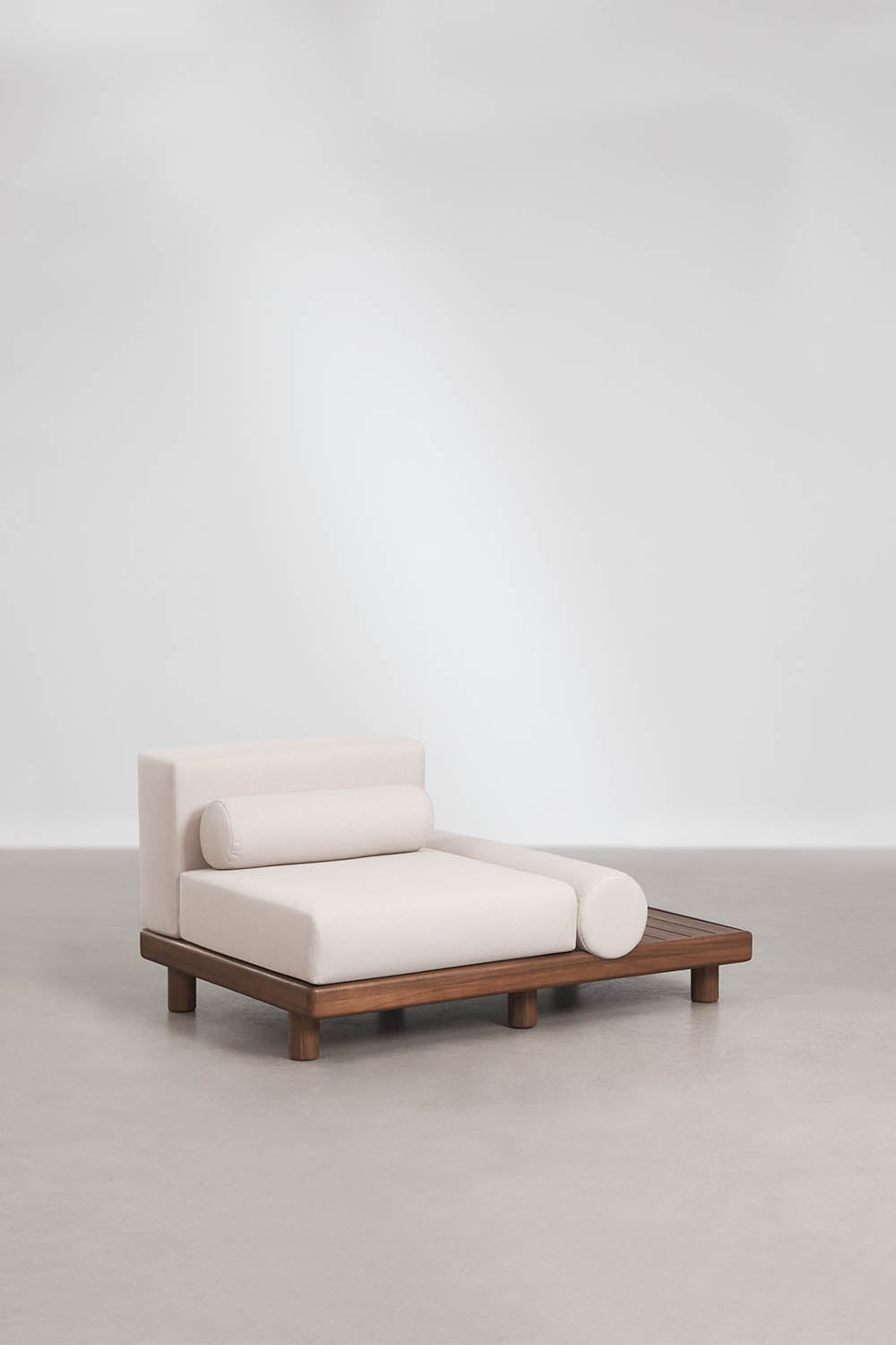 Lauko sofa KORKO su kampu ir šoniniu staliuku, 4 dalys, akacija