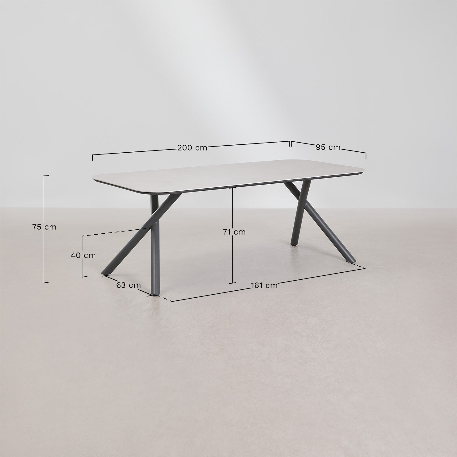 MELO outdoor rectangular table, aluminum