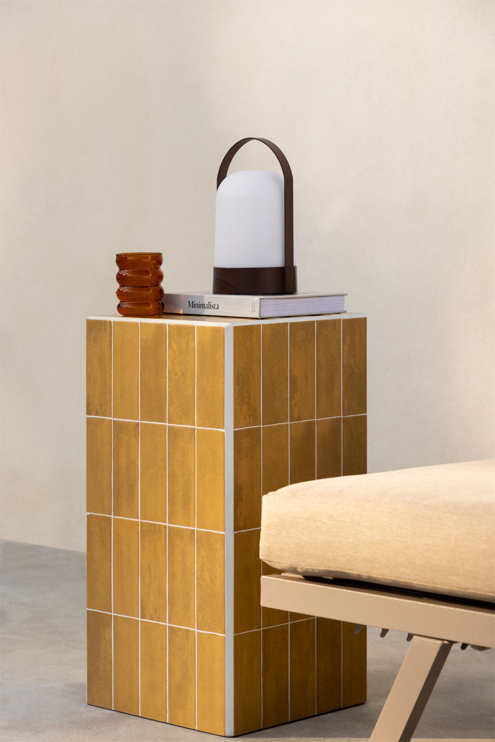 Outdoor side table BONGANI, yellow 30x30 cm