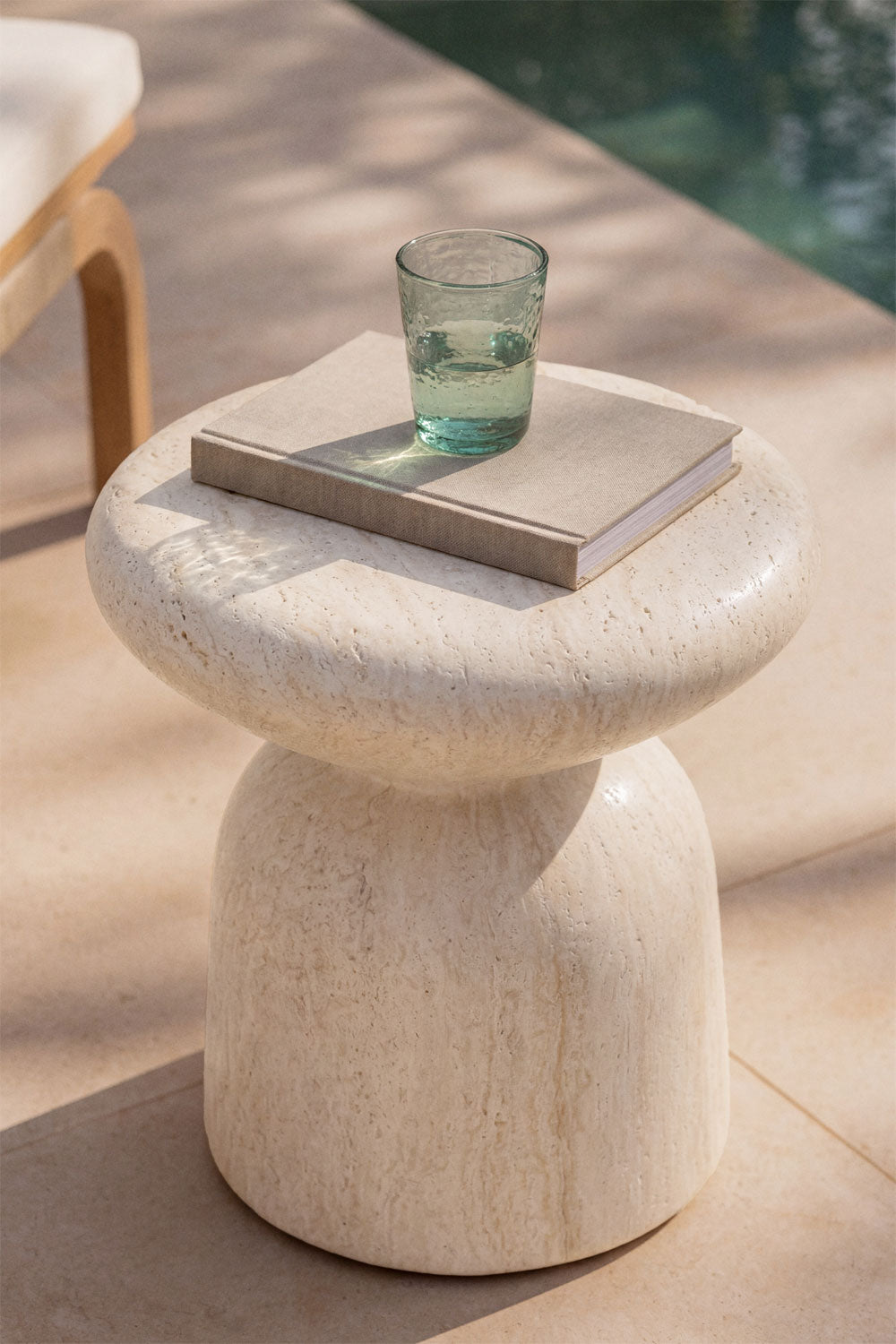 Outdoor table ZANIRA, travertine imitation