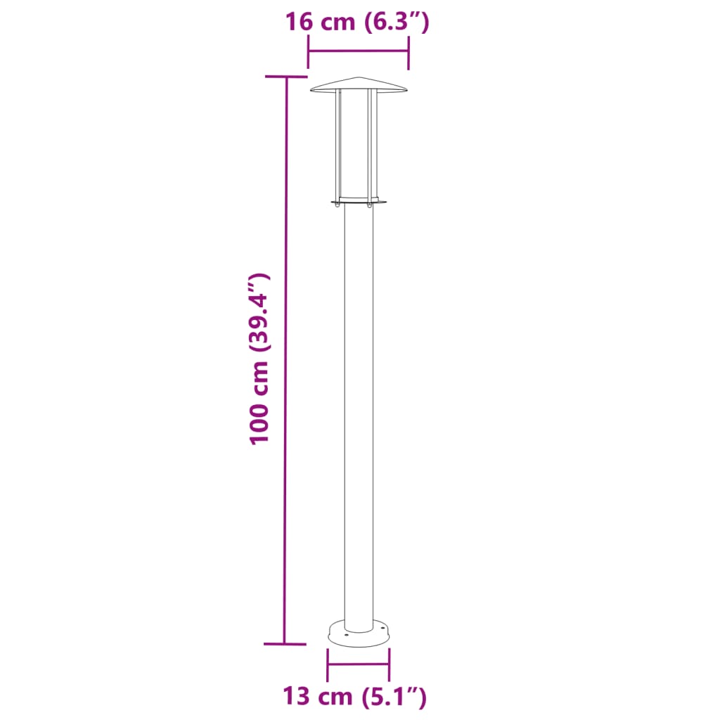 Lauko šviestuvai, 3vnt., juodi, 100cm, nerūdijantis plienas - Namų Idėja