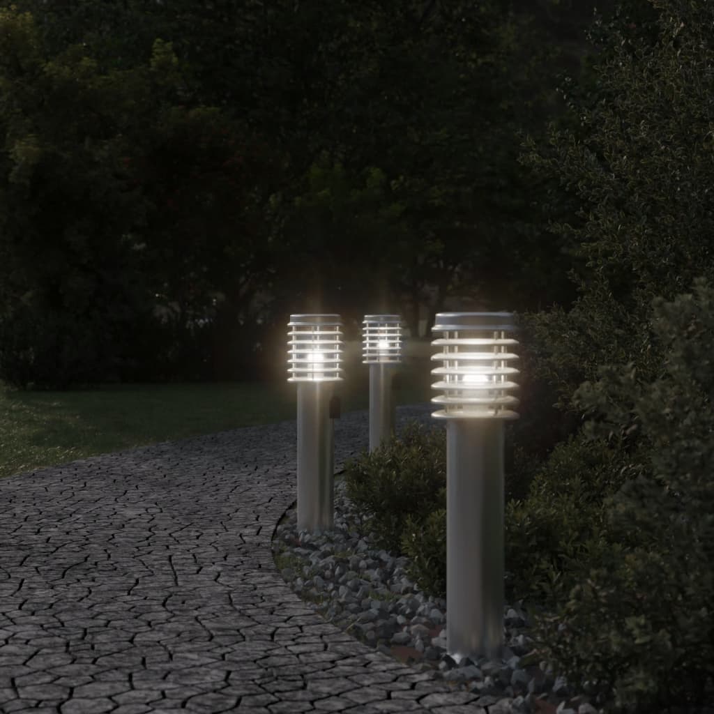 Lauko šviestuvai su išvedimu, 3vnt., sidabriniai, 60cm, plienas - Namų Idėja