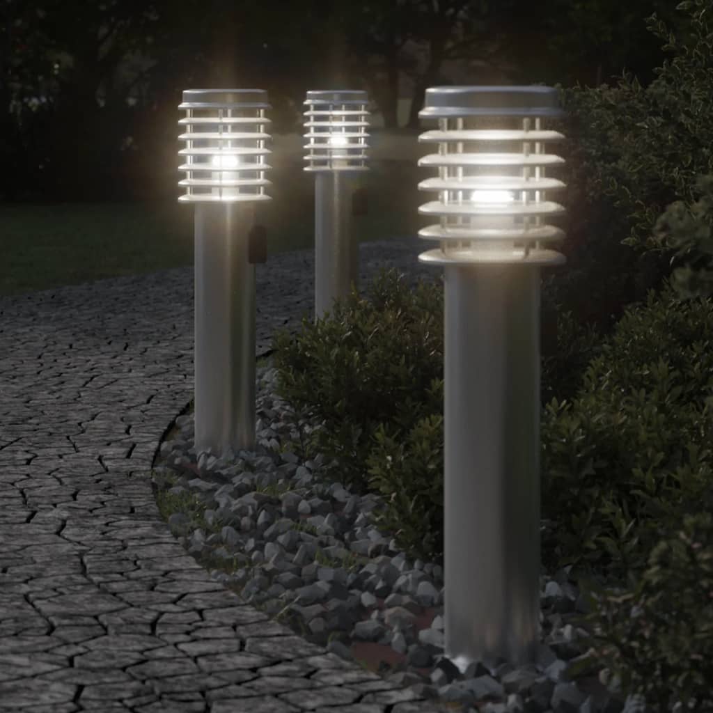Lauko šviestuvai su išvedimu, 3vnt., sidabriniai, 60cm, plienas - Namų Idėja