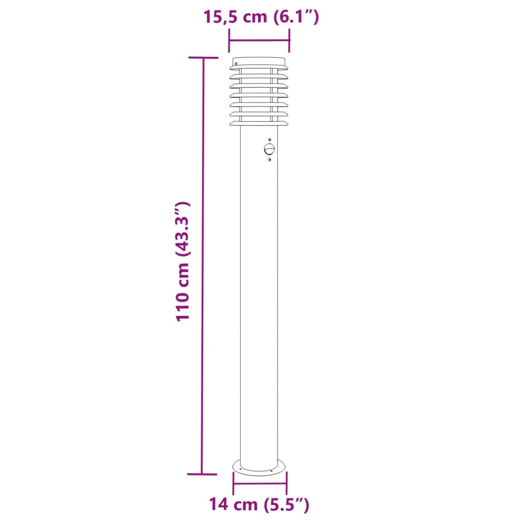 Lauko šviestuvai su jutikliu, 3vnt., juodi, 110cm, plienas - Namų Idėja