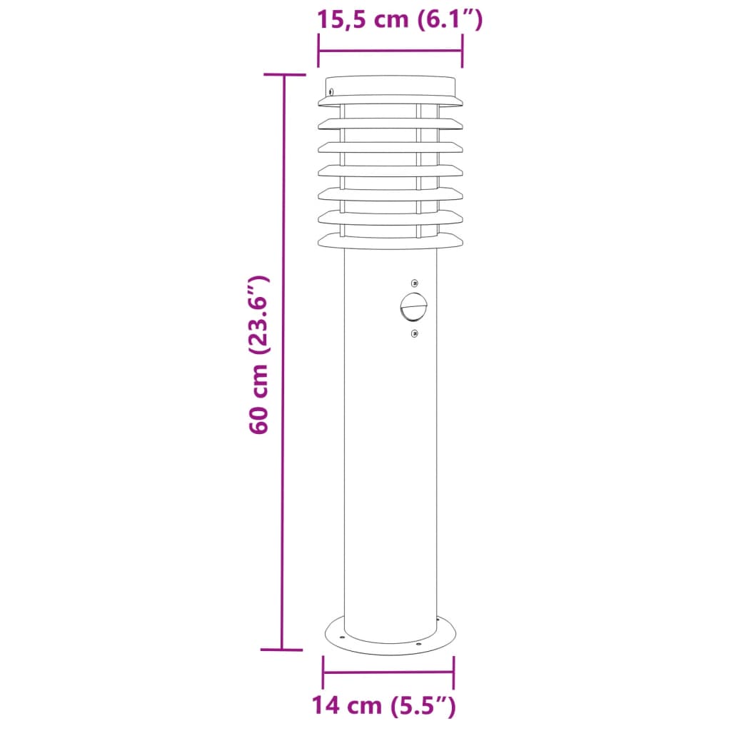 Lauko šviestuvai su jutikliu, sidabrinis, 60cm, plienas - Namų Idėja