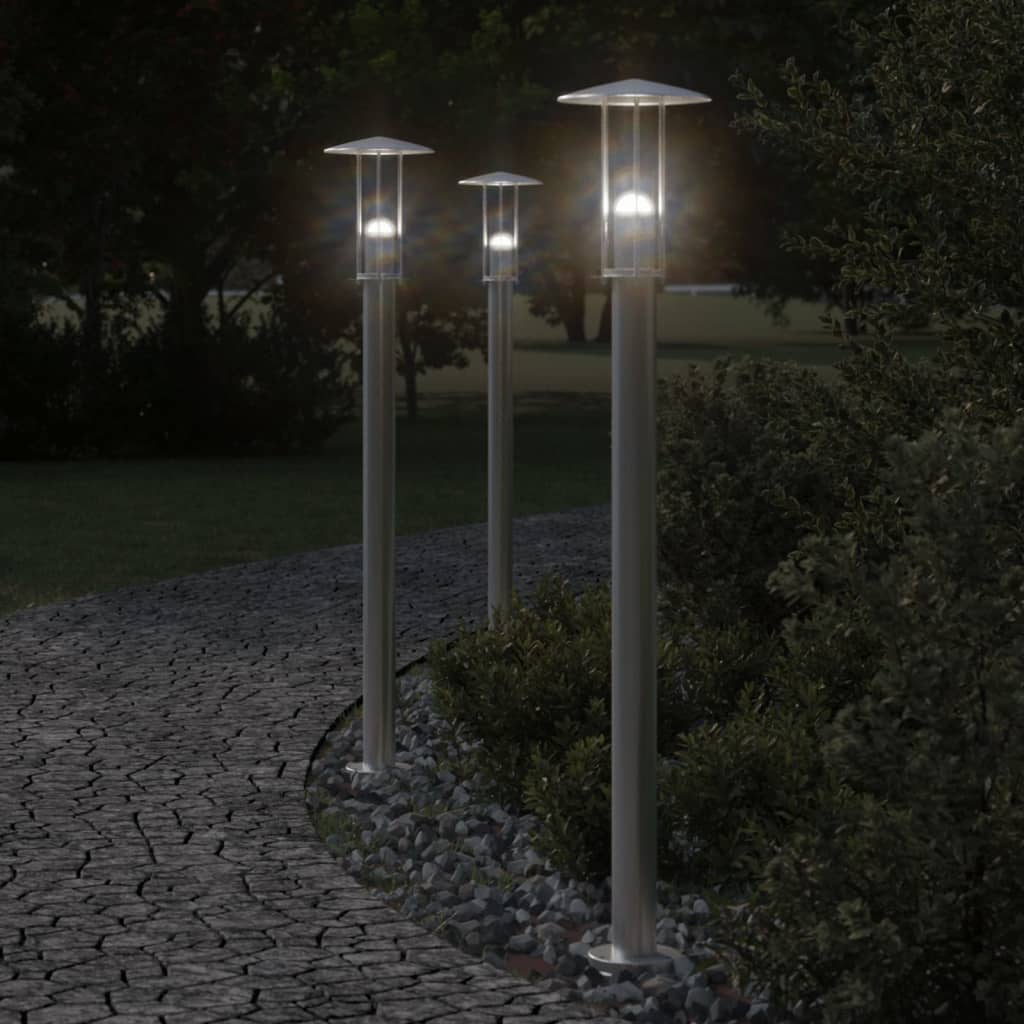 Lauko šviestuvas, 3vnt., sidabrinė, 100cm, nerūdijantis plienas - Namų Idėja