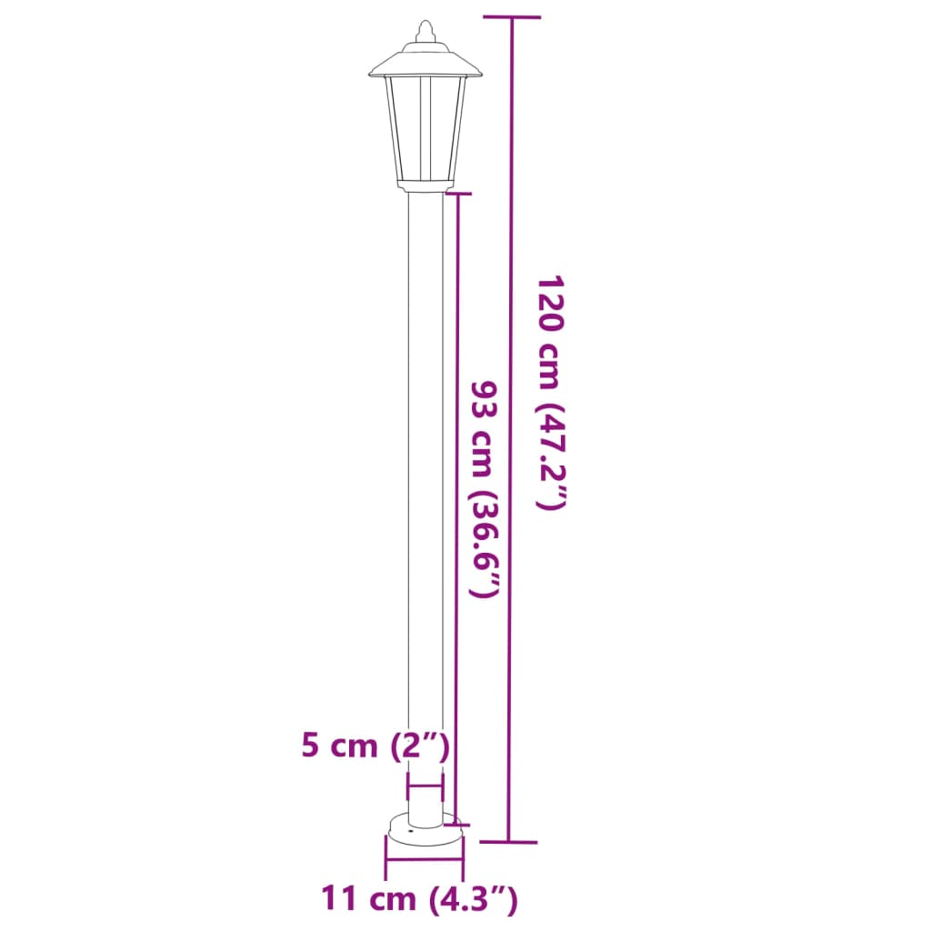 Lauko šviestuvas, 3vnt., sidabrinė, 120cm, nerūdijantis plienas - Namų Idėja