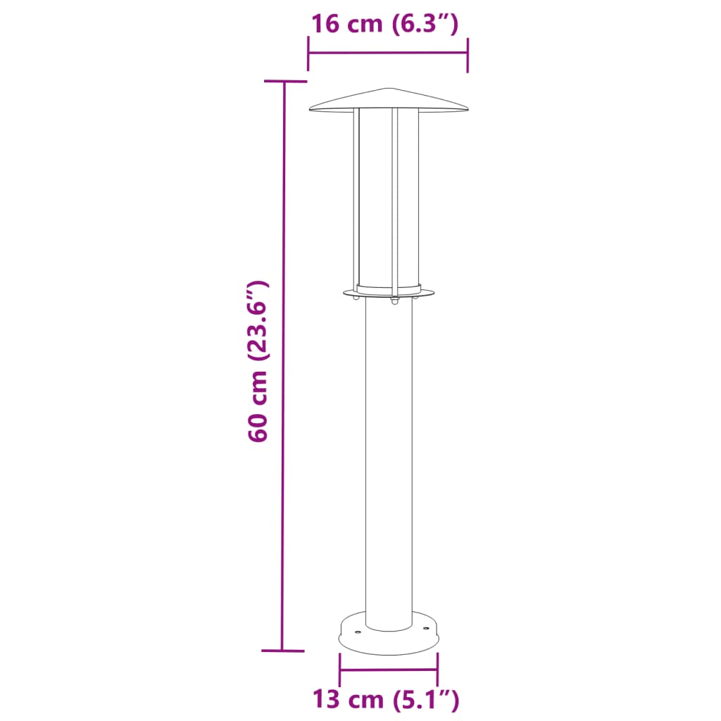 Lauko šviestuvas, juodos spalvos, 60cm, nerūdijantis plienas - Namų Idėja