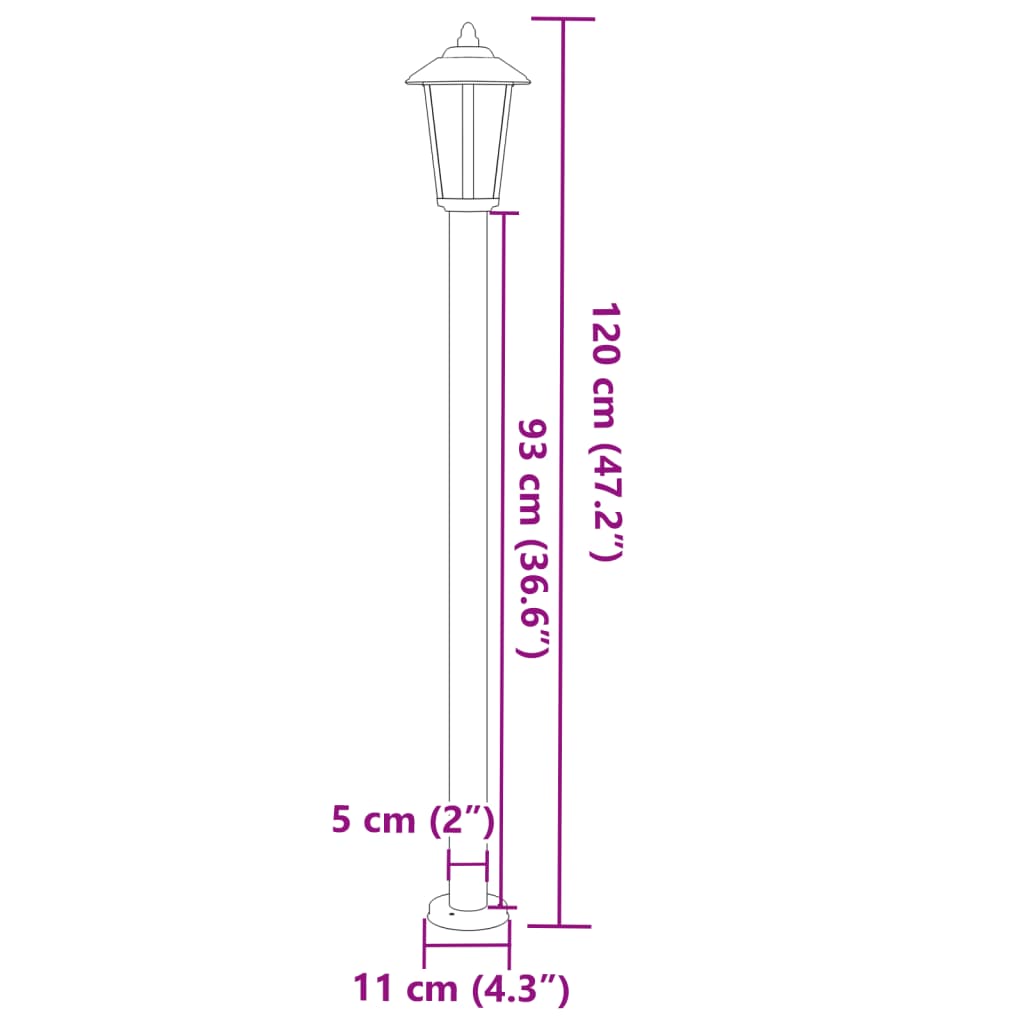 Lauko šviestuvas, sidabrinis, 120cm, nerūdijantis plienas - Namų Idėja