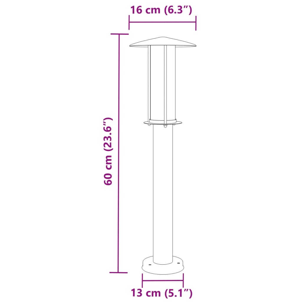 Lauko šviestuvas, sidabrinis, 60cm,nerūdijantis plienas - Namų Idėja